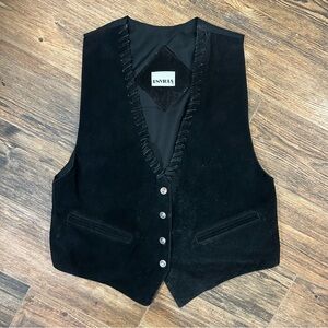 ENVIOUS Black Suede Leather Vest Size M
